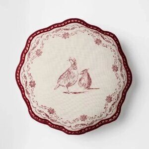 STUDIO MCGEE Round Toss Pillow Partridge Floral Knotted Details
